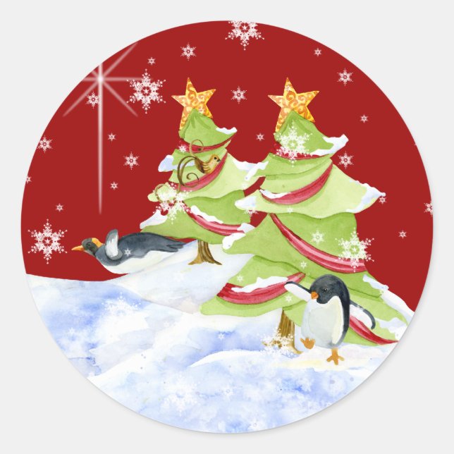 Sticker Rond Hiver Whimsy mignon ours polaire Baby dans l'étoil (Devant)
