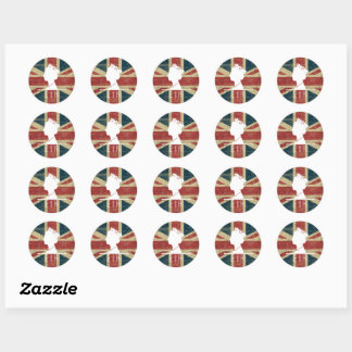 Sticker Rond HM Queen, Distressed drapeau de Union Jack vintage