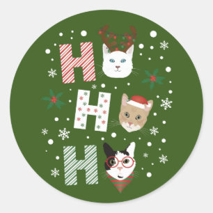 Sticker Rond Ho Ho Ho Chats Joyeux Noël