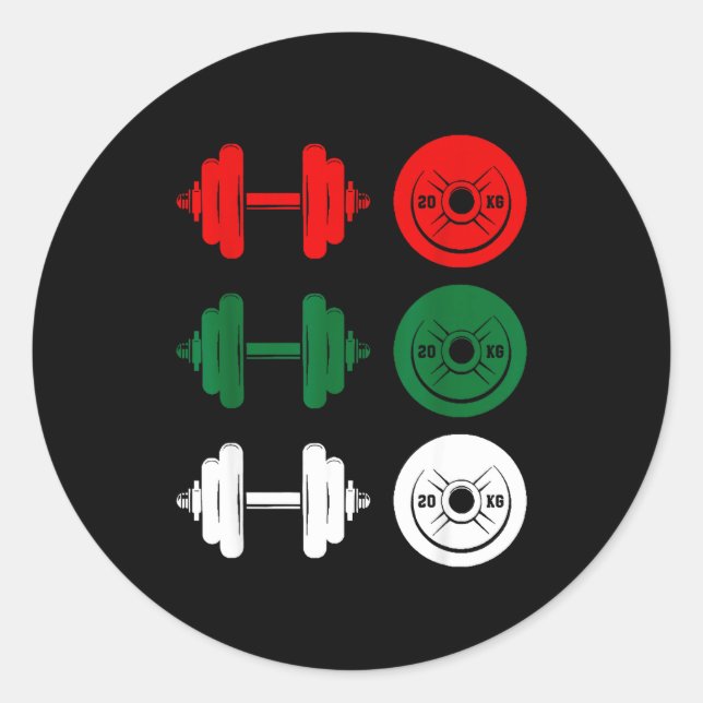 Sticker Rond Ho Ho Ho Funny Dumbbell Christmas Weightlifting Gy (Devant)