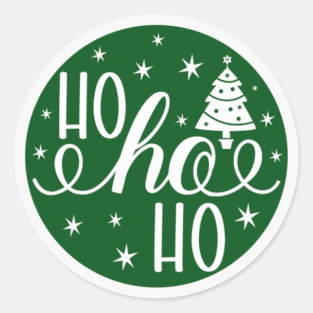 Sticker Rond Ho Ho Ho Holiday Noël vert (Devant)
