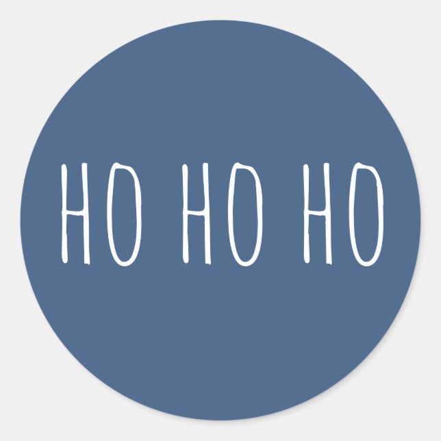 Sticker Rond Ho Ho Ho Noël. Blue Cute Winter Holiday Père Noël (Devant)