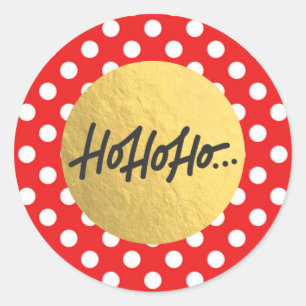 Sticker Rond HO HO HO Noël Vacances Rouge Blanc Points noirs