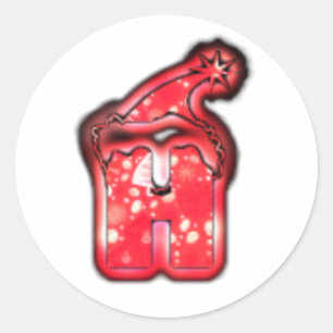 Sticker Rond Ho Ho Ho ! Père Noël Casquette Joyeux Noël étoile.