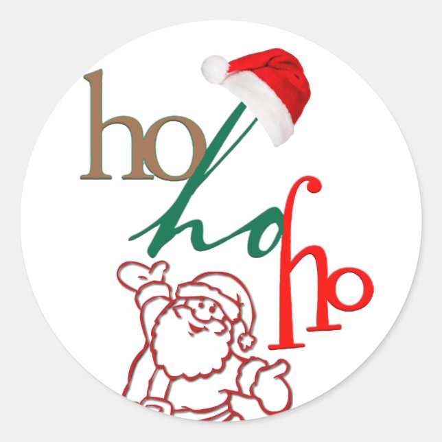 Sticker Rond Ho-Ho-Ho Père Noël Design (Devant)
