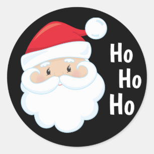 Sticker Rond Ho Ho Ho Père Noël Face Noël Fêtes Rouge Blanc