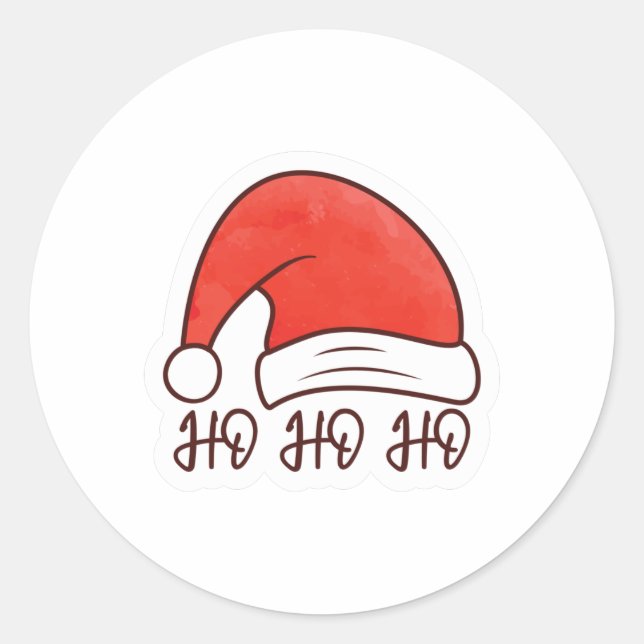 Sticker Rond Ho Ho Ho Santa Hat (Devant)
