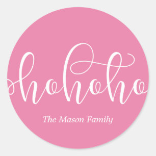 Sticker Rond Ho Ho Ho White Script