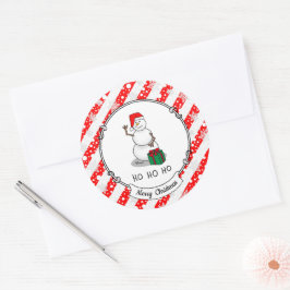 Sticker Rond Ho Ho Joyeux Noël Père Noël mignonne Snowman