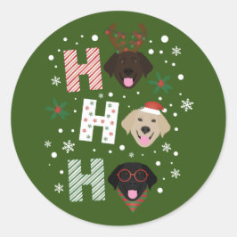 Sticker Rond Ho Ho Labrador Retriever Joyeux Noël