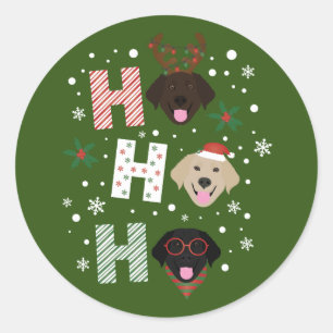 Sticker Rond Ho Ho Labrador Retriever Joyeux Noël