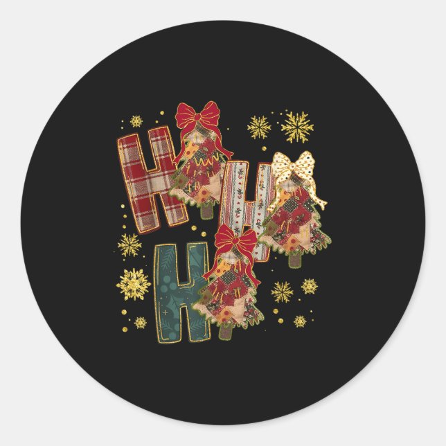 Sticker Rond Ho Ho Xmas Ho Patchwork Coquette Coquette Cow Plai (Devant)