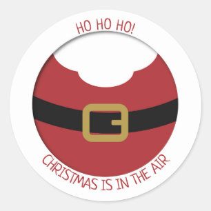 Sticker Rond HO, oh ! Père Noël rouge ventre avec ceinture et b
