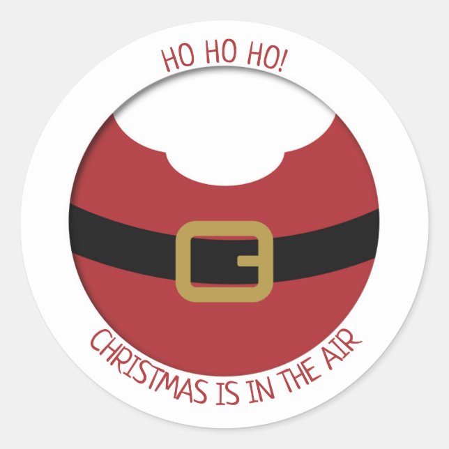 Sticker Rond HO, oh ! Père Noël rouge ventre avec ceinture et b (Devant)