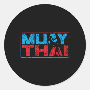 Sticker Rond Hobby de Muay Thai Fighter Boxer