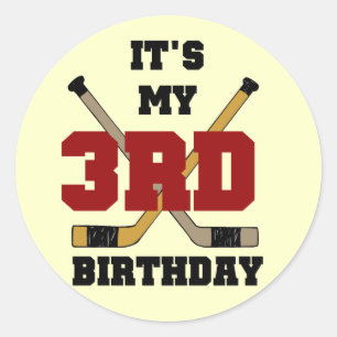 Sticker Rond Hockey 3ème anniversaire Tshirts et cadeaux
