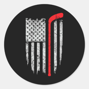 Sticker Rond Hockey américain Drapeau Hockey Tee Ice Hockey Pla