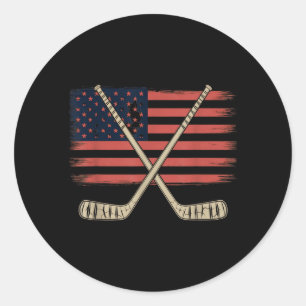 Sticker Rond Hockey Drapeau Américain