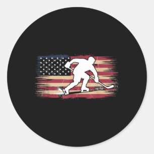 Sticker Rond Hockey Drapeau Américain