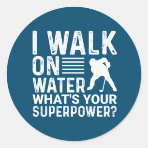 Sticker Rond Hockey Je Marche Sur Eau