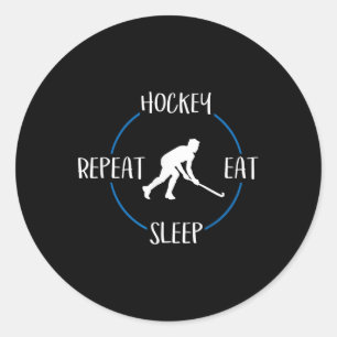 Sticker Rond Hockey Manger Sommeil Répéter Cadeau Pour Joueur d