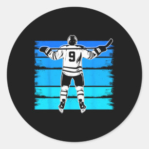 Sticker Rond Hockey sur glace garçons numéro 9 9e anniversaire
