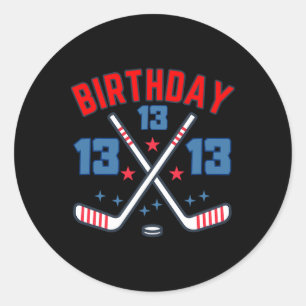 Sticker Rond Hockey sur glace Treize Anniversaire Garçon 13e Fê