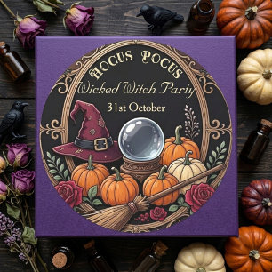 Sticker Rond Hocus Pocus Chapeau Funky de Sorcière Méchante Fêt