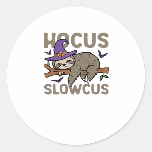 Sticker Rond Hocus Slowcus Funny Halloween Sloth Classic T-Shir (Devant)
