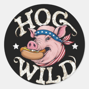Sticker Rond Hog Wild