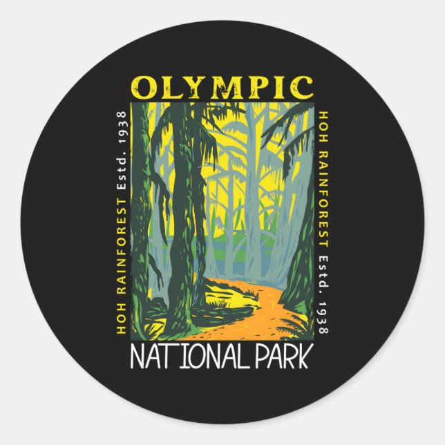 Sticker Rond Hoh Rainforest Washington National Park (Devant)