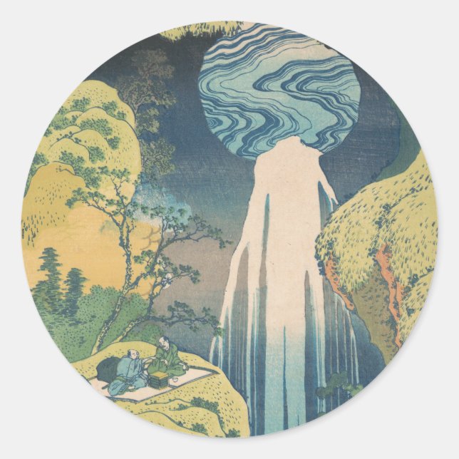 Sticker Rond Hokusai Amida Cascade Japon (Devant)