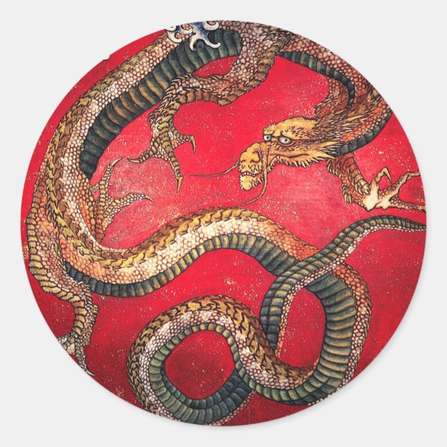 Sticker Rond Hokusai Dragon (Devant)