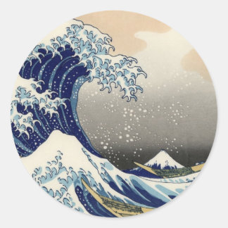 Sticker Rond Hokusai : La grande vague de Kanagawa