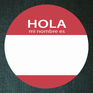 Sticker Rond Hola Mi Nombre Es RED mot-clé espagnol