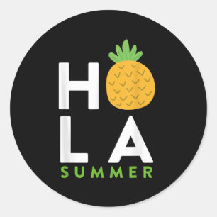 Sticker Rond Hola Summer _ Plages de l'ananas Lover Vacances