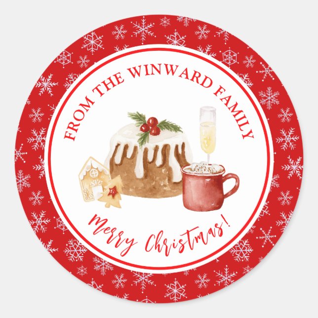 Sticker Rond Holiday Baking Christmas Pudding (Devant)