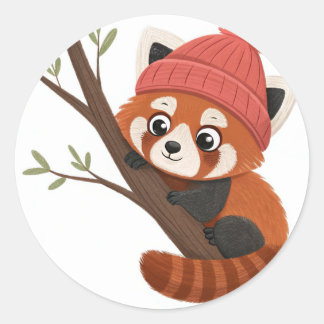 Sticker Rond Holiday Red Panda
