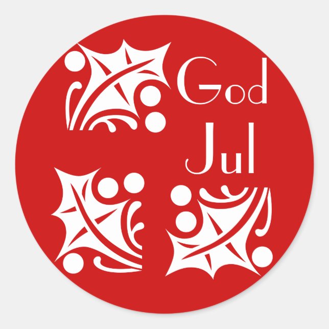 Sticker Rond hollies blanches en rouge- Dieu juil (Devant)
