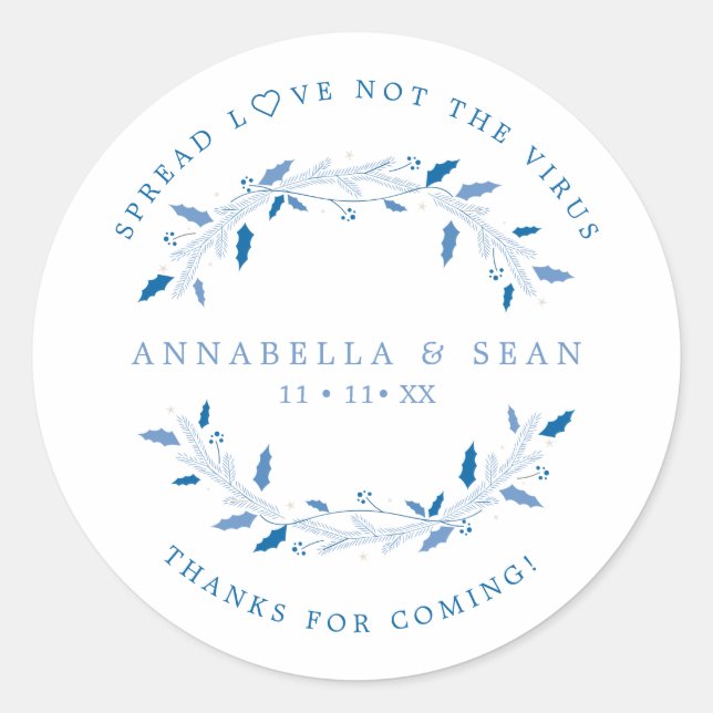 Sticker Rond Holly Christmas Custom Wreath Wedding Sanitizer (Devant)