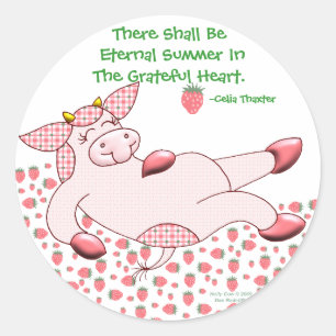 Sticker Rond Holly Cow, "Reconnaissant Pour L'Été"