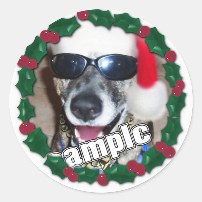 Sticker Rond Holly Frame pour votre photo de Noël ! (Devant)