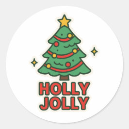 Sticker Rond Holly Jolly