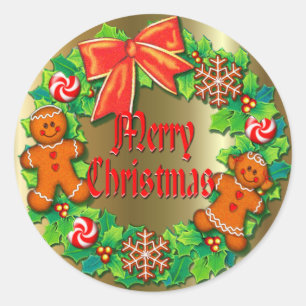 Sticker Rond HOLLY, PINWHEELS & GINGER WREATH par SHARON SHARPE
