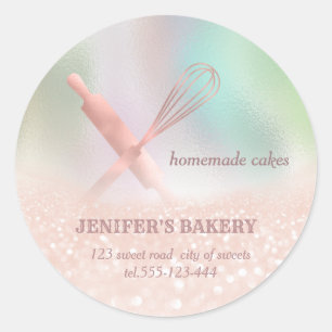 Sticker Rond Holographe à galets roulants & whisky chef boulang