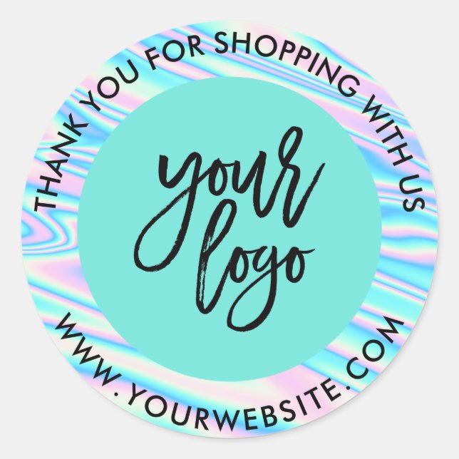 Sticker Rond Holographe arc-en-ciel personnalisé logo nom turqu (Devant)