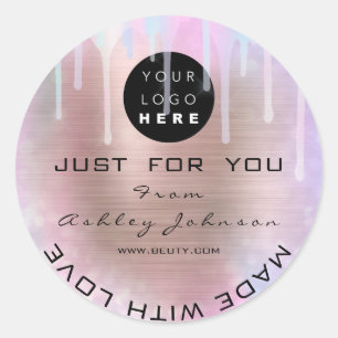 Sticker Rond Holographe du logo de Parties scintillant Remercie