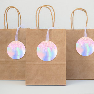 Sticker Rond Holographe licorne parties scintillant goutte glam