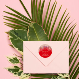 Sticker Rond Holographe maquillage gouttes Rose Fêtes rouges