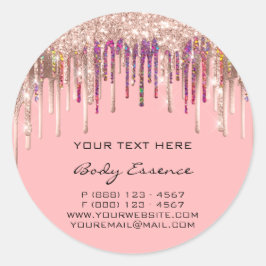 Sticker Rond Holographe maquillage gouttes Rose Pink Vacances